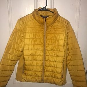 Yellow puffer jacket